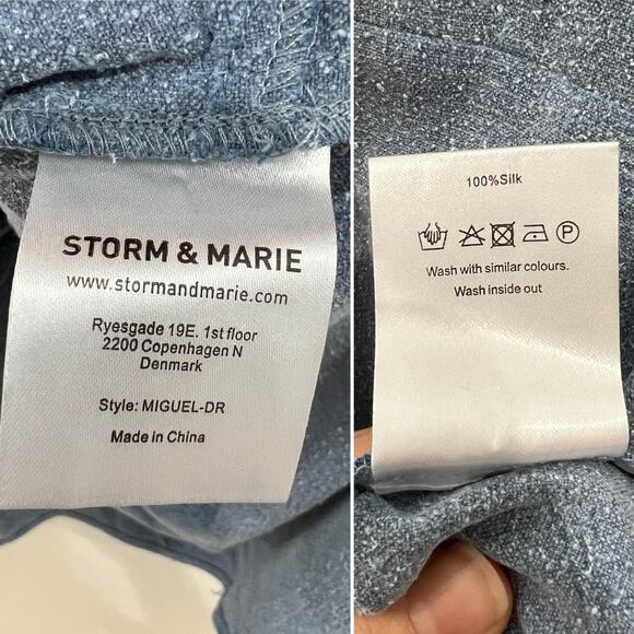 NWT Storm & Marie Silk Miguel Shift Dress Moonlight Blue V Neckline Size Large - Picture 11 of 13